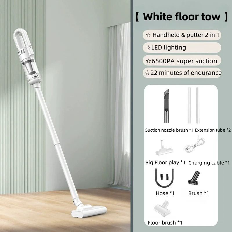 Wireless Handheld Car Vacuum Cleaner 6500Pa Suction with LED Light and Multi-Brush Attachments