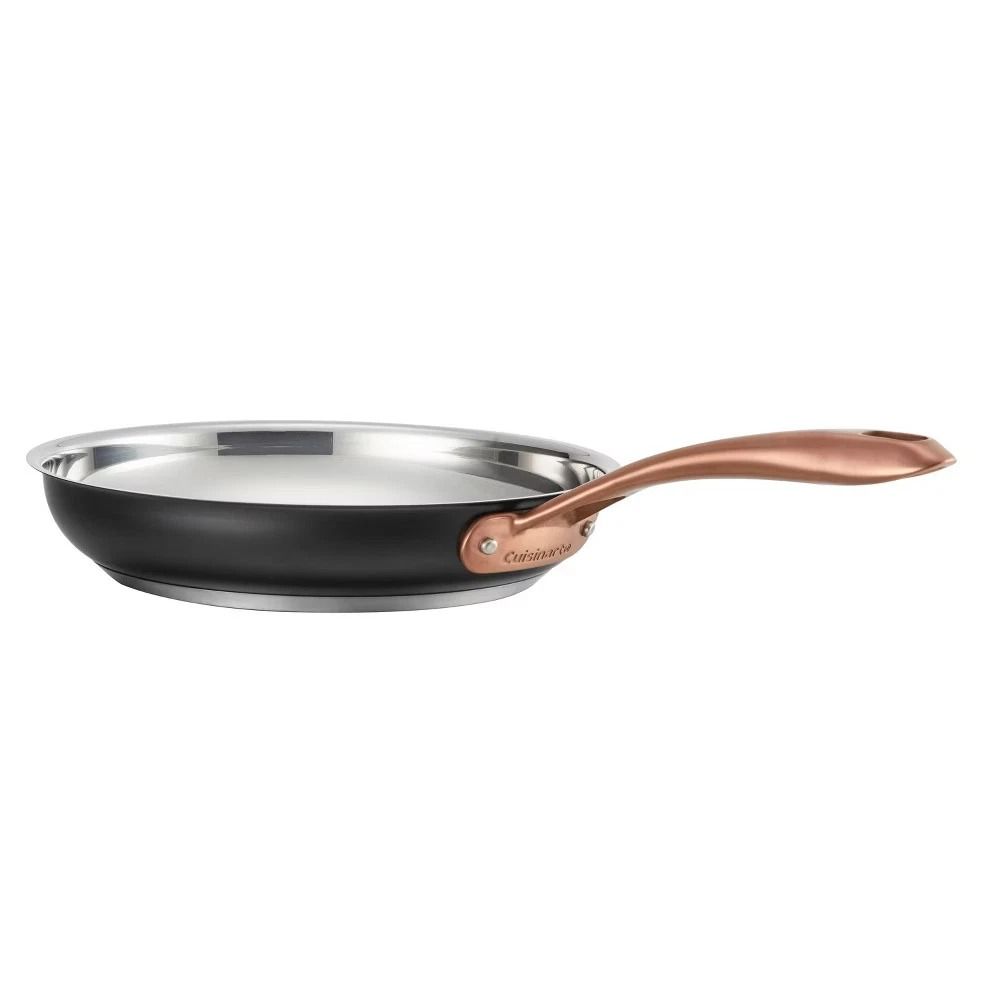 Matte Black Skillet Stainless with Blush Bronze Handle, High-Impact Bonded Base, Dishwasher Safe, Induction Ready