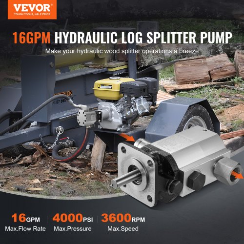 Heavy-Duty Wood Splitter Pump Kit, GPM Log Splitter Hydraulic Pump with Auto Control Valve, Ideal for DIY Log Splitters