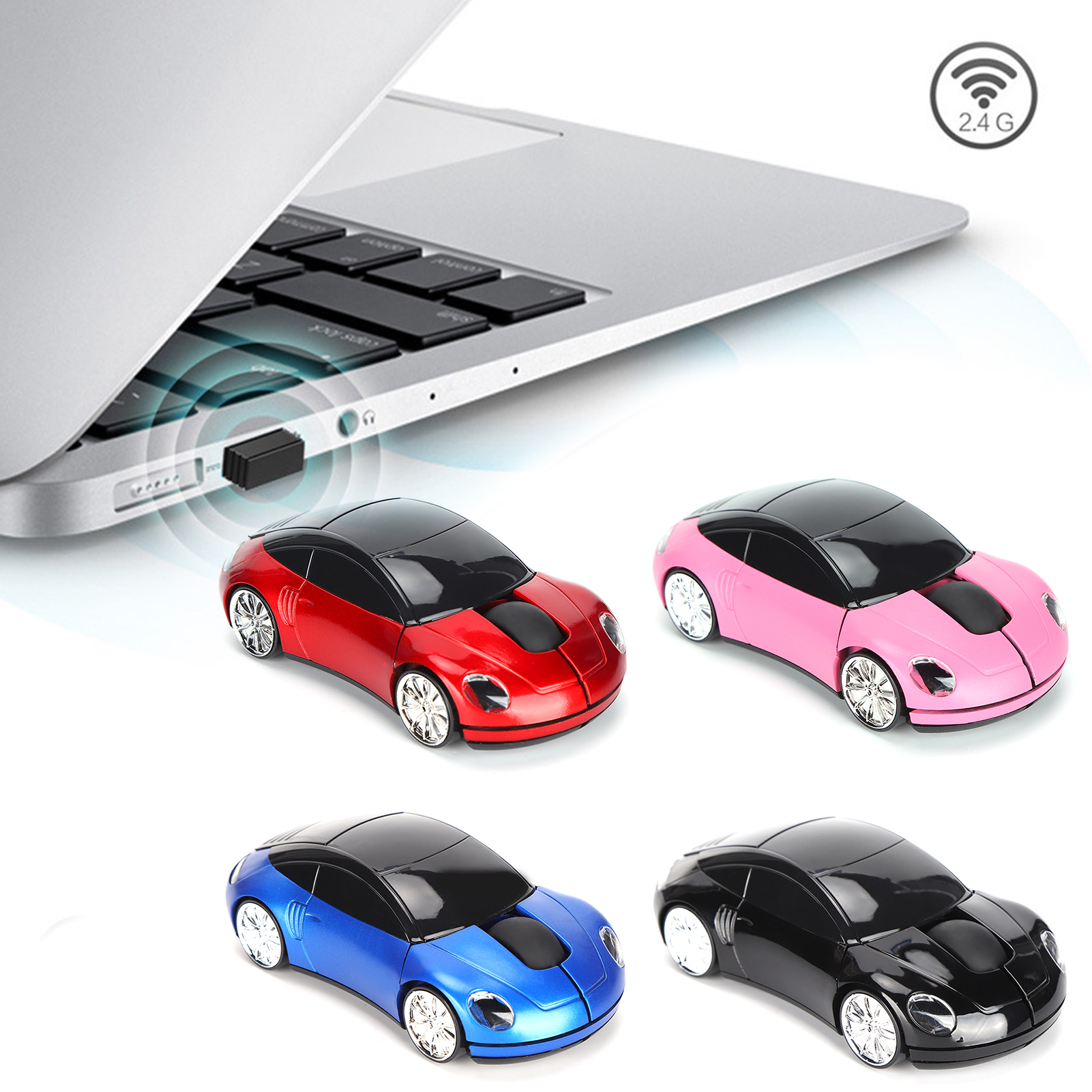 Smart Car Laptop Mouse Portable 2.4G Wireless Cordless Mouse, USB Receiver, Office Mouse for Tablet PC Computer
