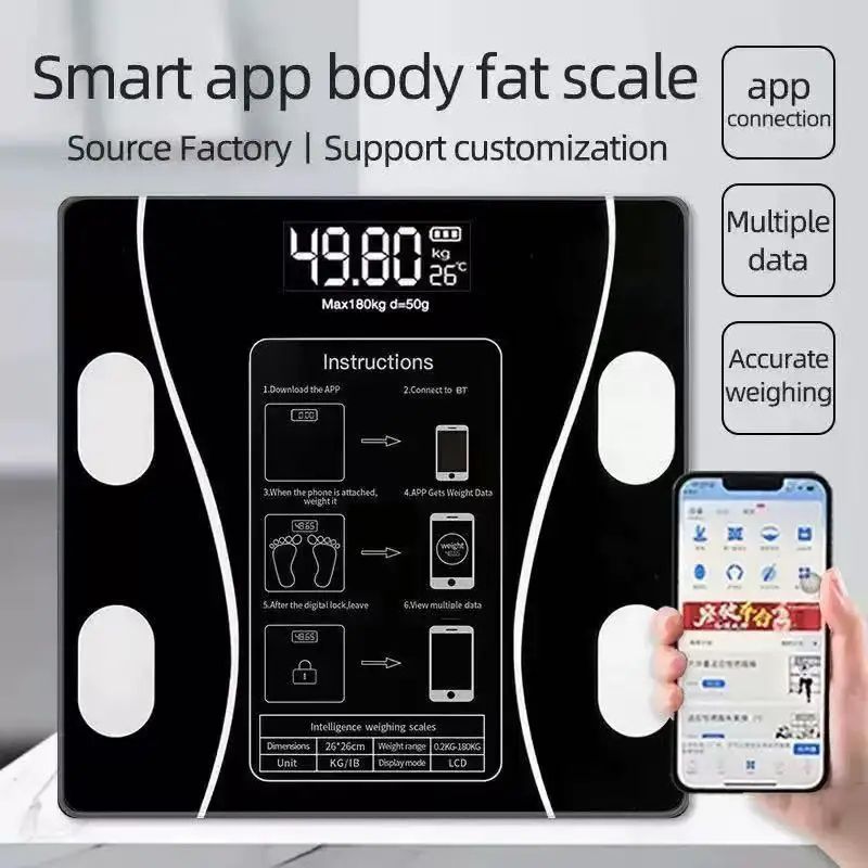 Bluetooth Smart Body Weight Scale Rechargeable Digital Scale