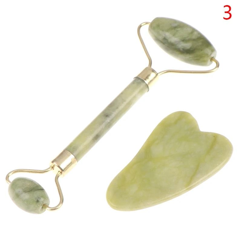 Natural Rose Jade Facial Roller and Gua Sha Set