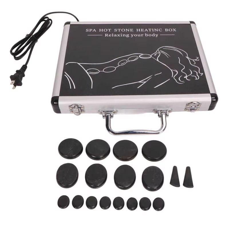 Hot Massage Stones Kit, Warming Therapy Reduce Pain Waterless Heating, SPA Essential Oil Heated Rocks Set