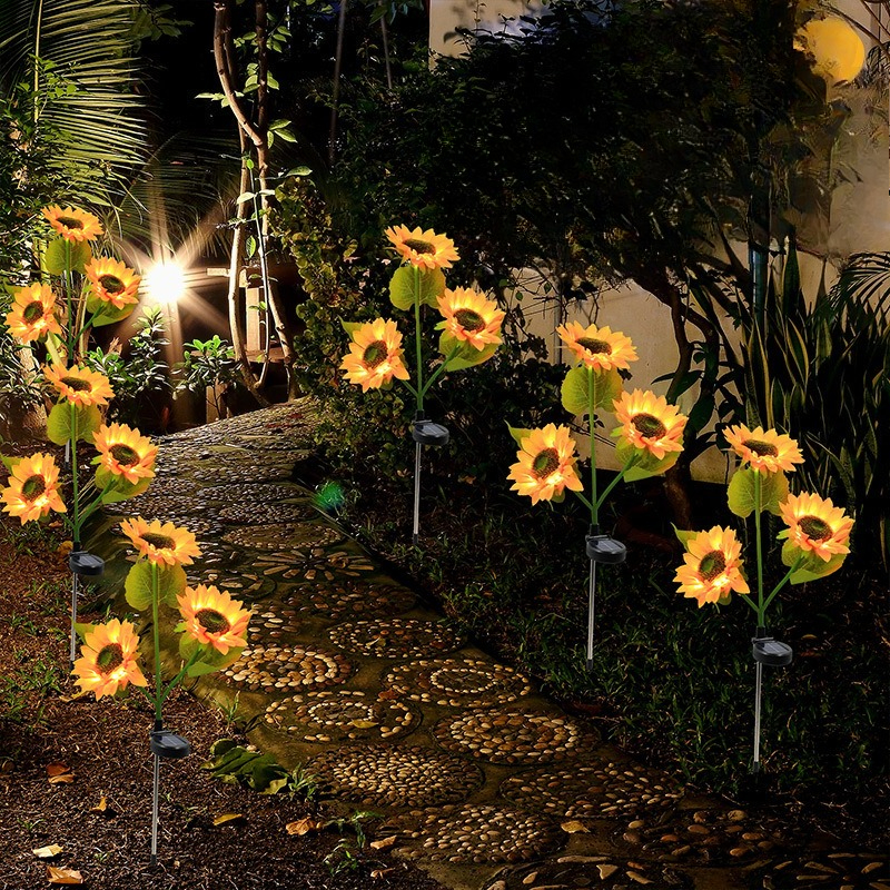 Solar Powered Sunflower Decorative Light, Waterproof Outdoor Light for Garden Courtyard Lawn Atmosphere Decor