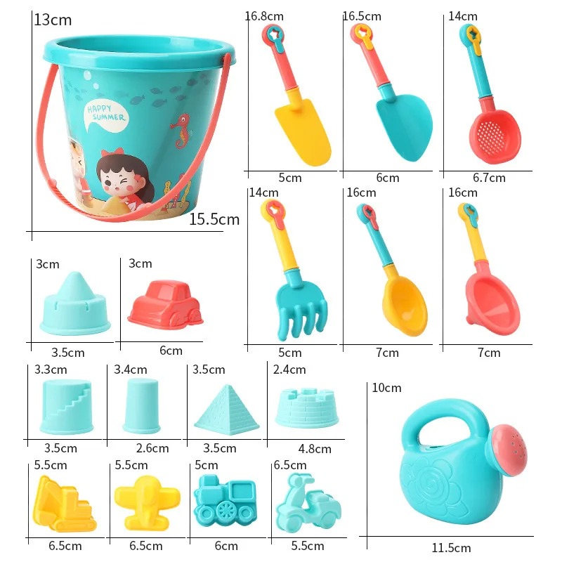 Kids Beach Toy Set Sand Play Kit with Bucket Shovel and Molds