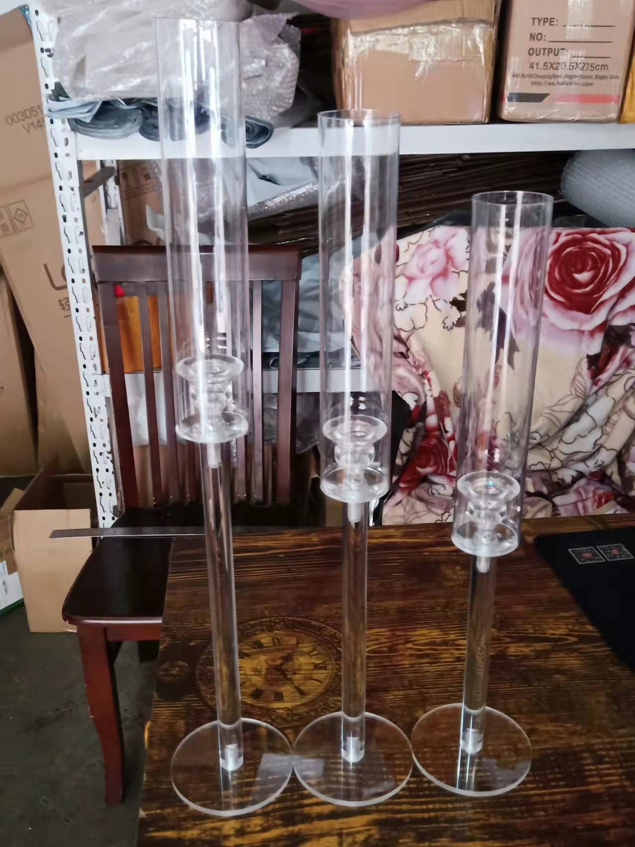Crystal Candle Holders Set Acrylic Candlestick Road Lead Wedding Christmas Decor
