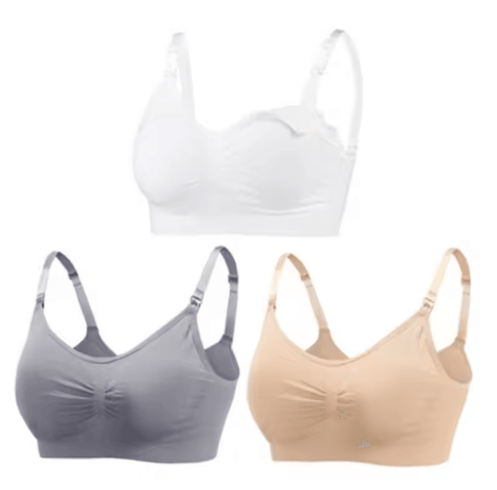 3pcs Maternity Nursing Bras Cotton Seamless Breathable Push Up Bra Set