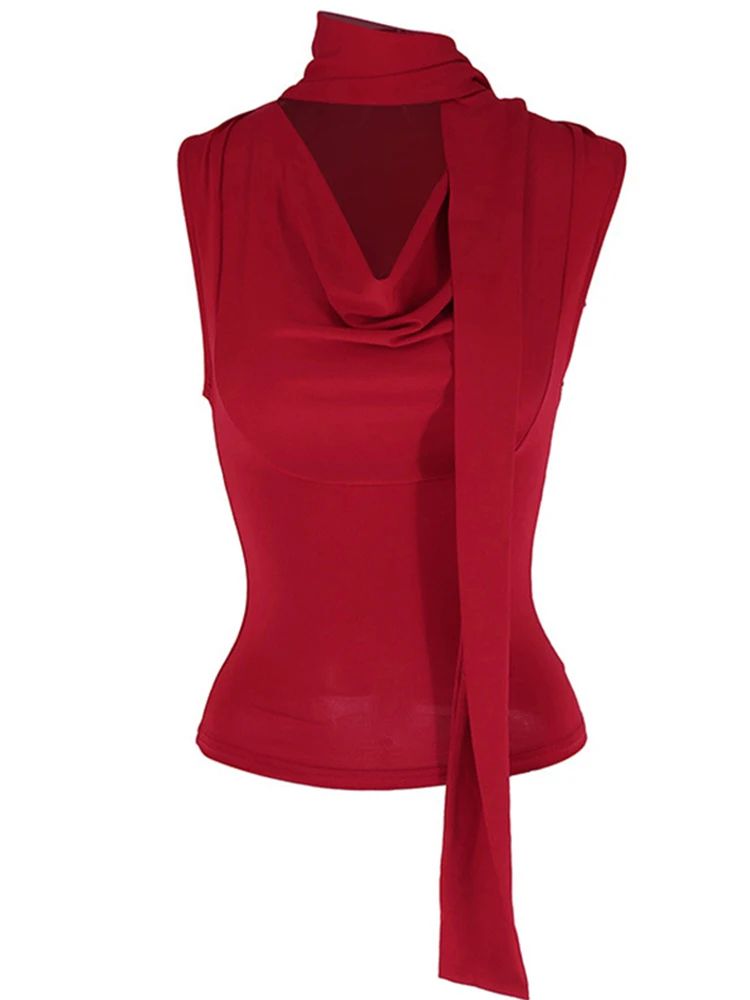 Womens V-Neck Bandage Slim Tank Top – Sexy Streetwear Knitted Crop