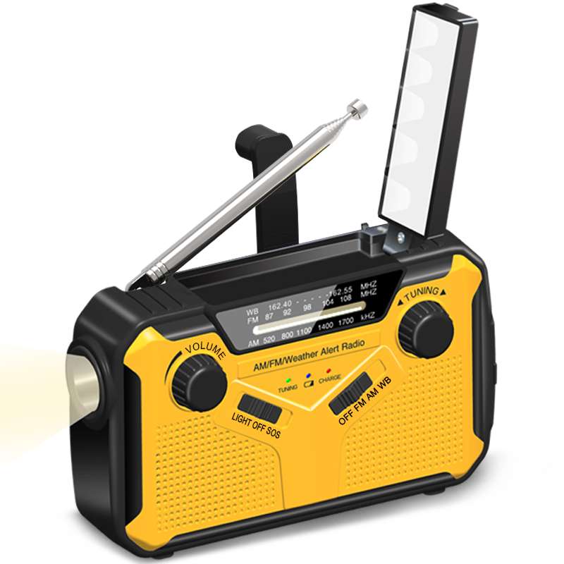 Emergency Weather Radio with Hand Crank, Solar Charging and Flashlight
