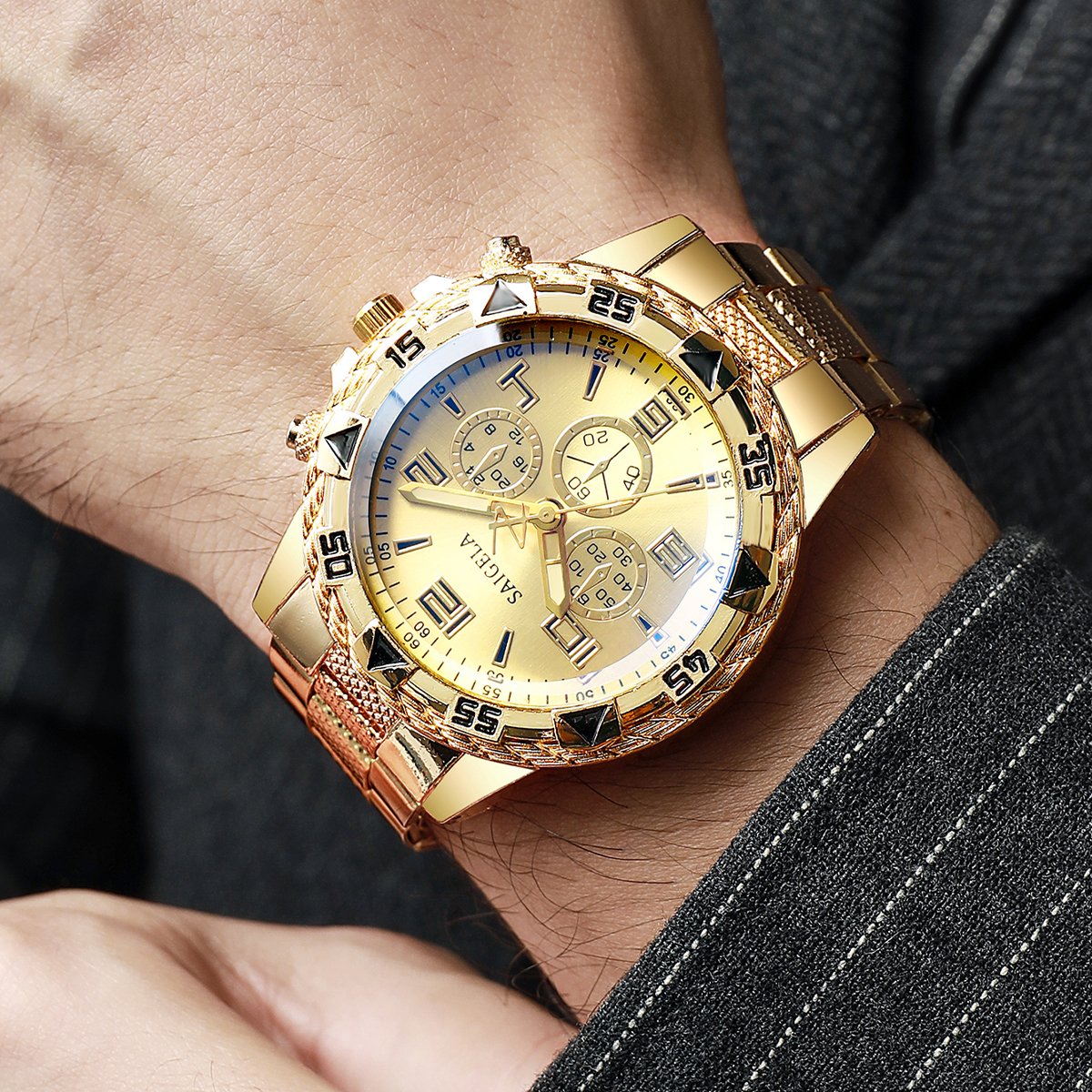 Large Dial Mens Quartz Watch Stylish Business & Casual Timepiece