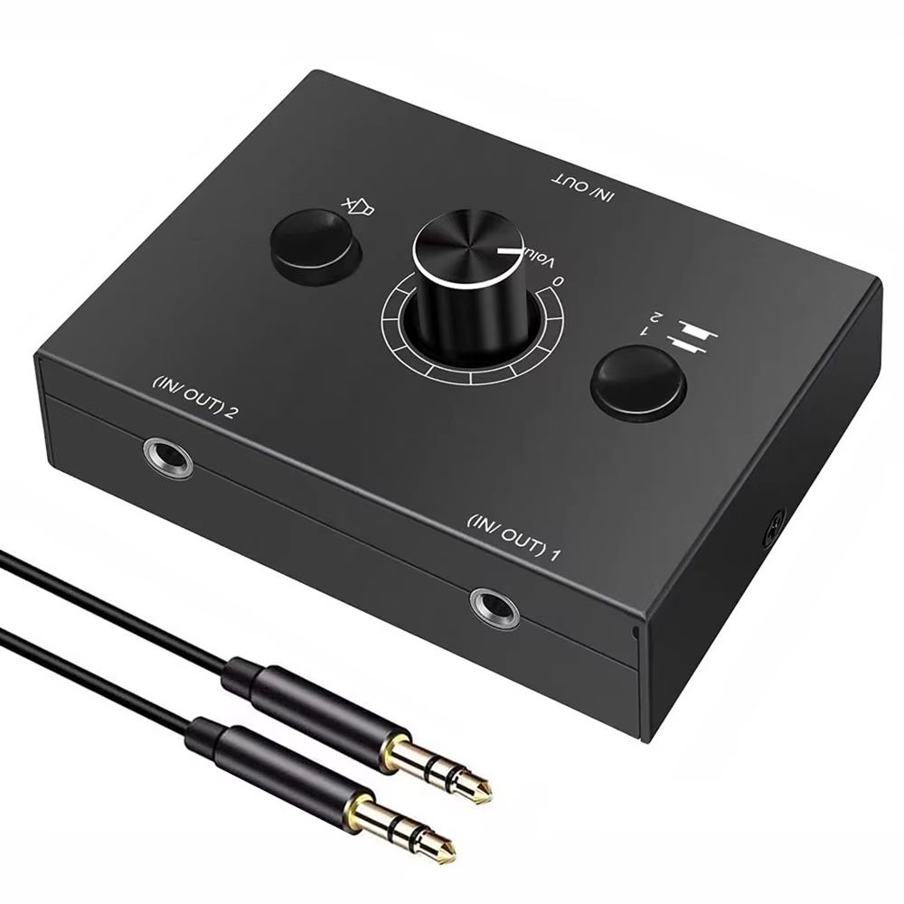 4/2 Way 3.5mm Stereo Audio Switcher – Bi-Directional Splitter Box with Mute
