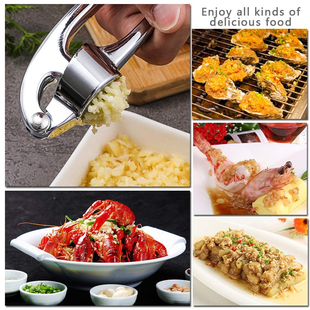 Stainless Steel Garlic Press Rocker Easy Clean Garlic Crusher & Kitchen Garlic Mincer