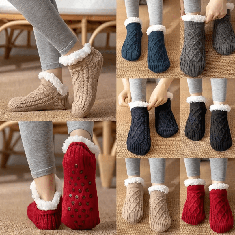 Thermal Mens Slipper Socks – Winter Warm Cotton Fuzzy Non-Slip Home Floor Socks