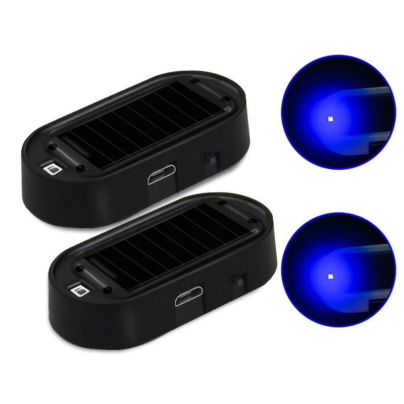 Solar Powered Dummy Car Alarm LED Security Warning Light Set