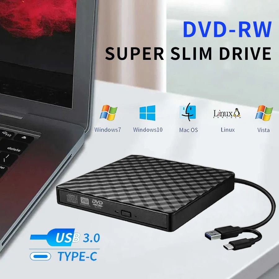 USB Type C External DVD CD Writer Drive USB 3 Portable Optical Drive