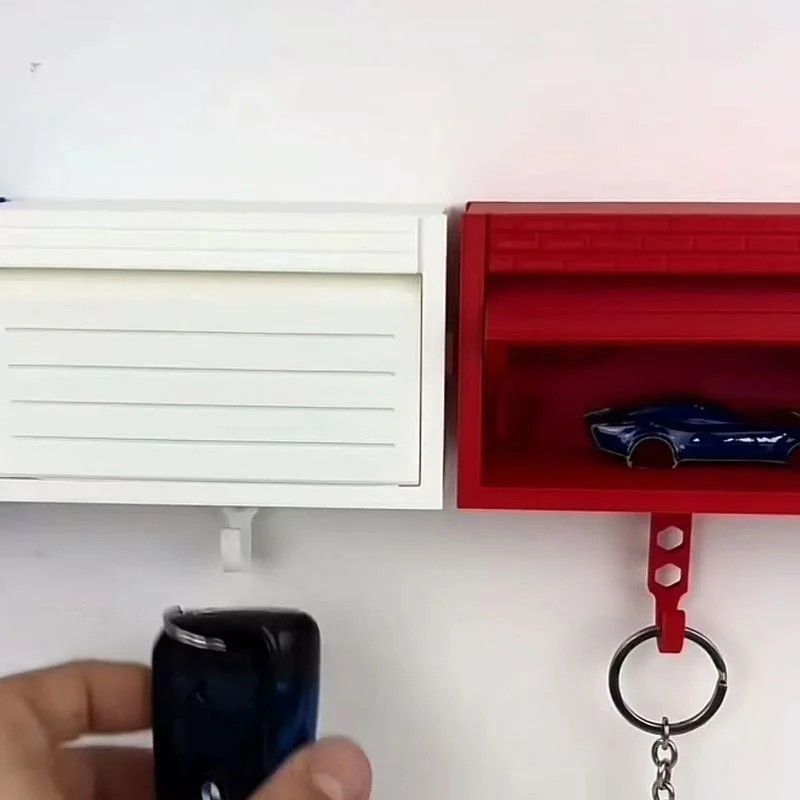 Car Garage Key Holder With Opening Door – Space Saving Wall Mounted Key Rack for Home and Garage