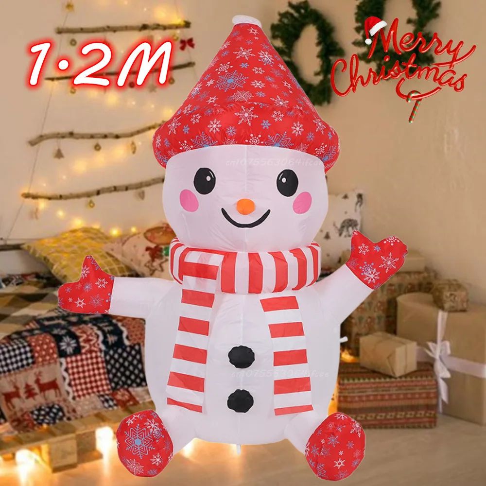 1.2M Inflatable Sitting Snowman Christmas Yard Decoration with LED