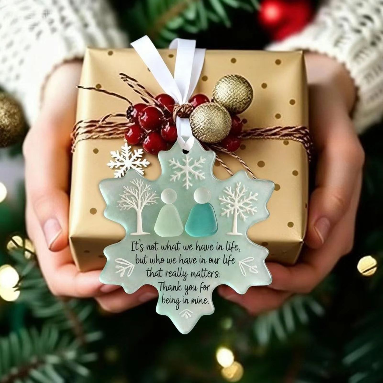 TINSOL Snowflake Friendship Acrylic Pendant Clear Holiday Ornament