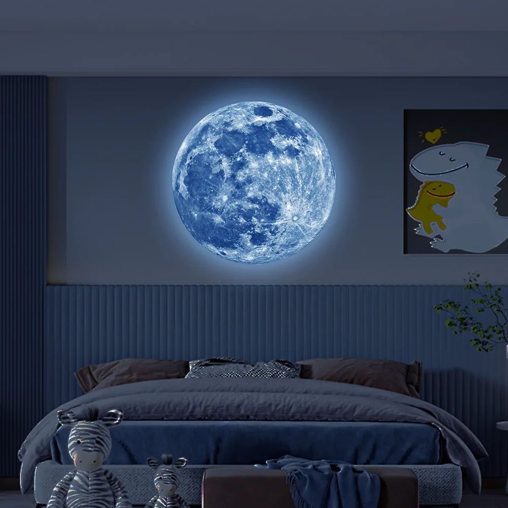 3D Glow in the Dark Moon Wall Sticker Luminous PVC Decal