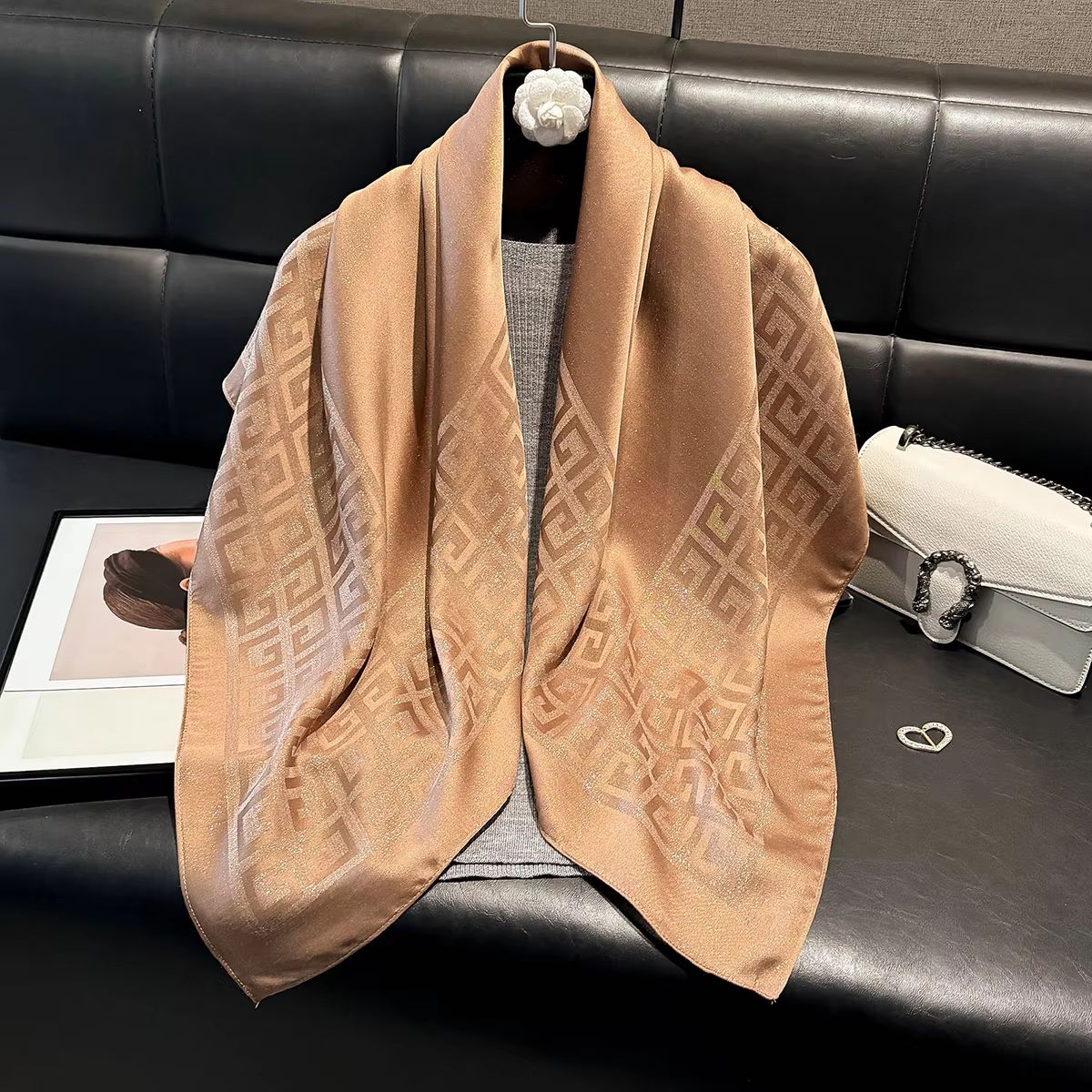 Women's Silk-Like Square Hijab Scarf – 27.56x27.56in Fashion Sun Protection Shawl & Headscarf