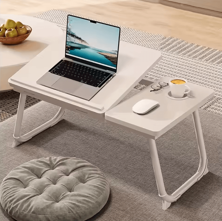Portable Bed Sofa Table Foldable Breakfast Tray with Cup Holder Bedside Laptop Stand