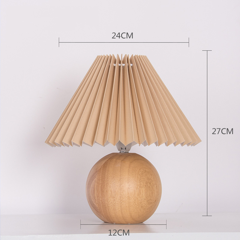 Decorative Vintage Pleated Table Lamp – Ceramic Base with LED E27 Tricolor Bulb, Night Light for Bedroom