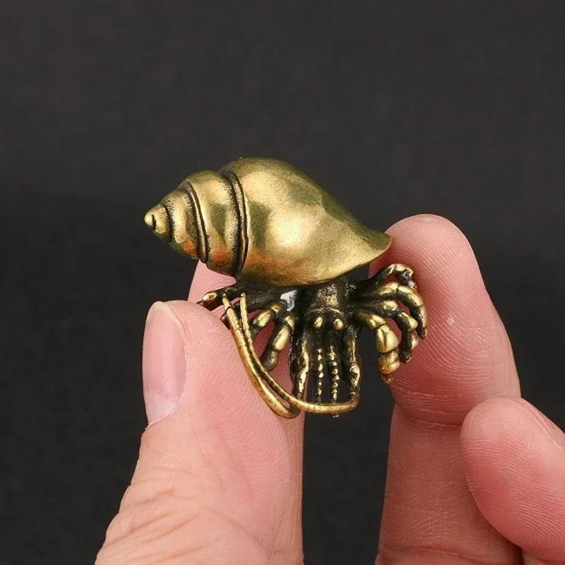 Vintage Brass Hermit Crab Figurine | Handmade Sea Animal Statue
