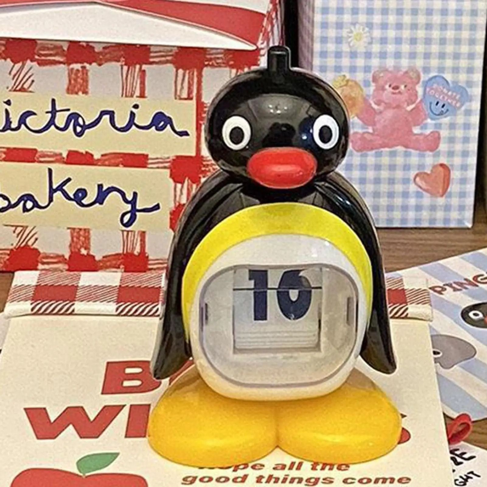 Retro Penguin Perpetual Calendar Decorative Desktop Ornament