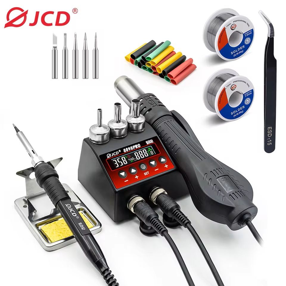 High-Power 2-in-1 Soldering Station with Hot Air Gun and Adjustable Temperature