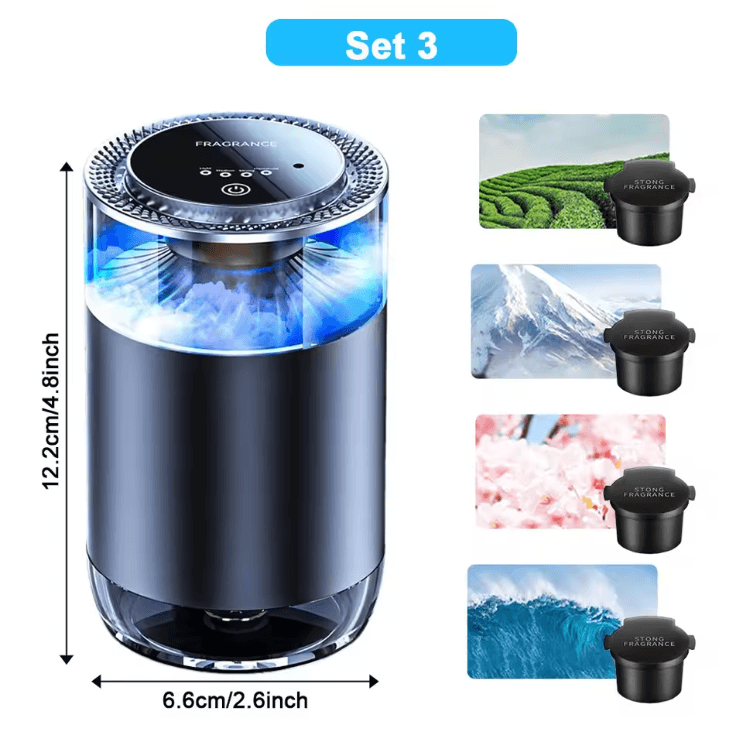 Smart Car Air Freshener Rechargeable Mist Diffuser with Adjustable Levels