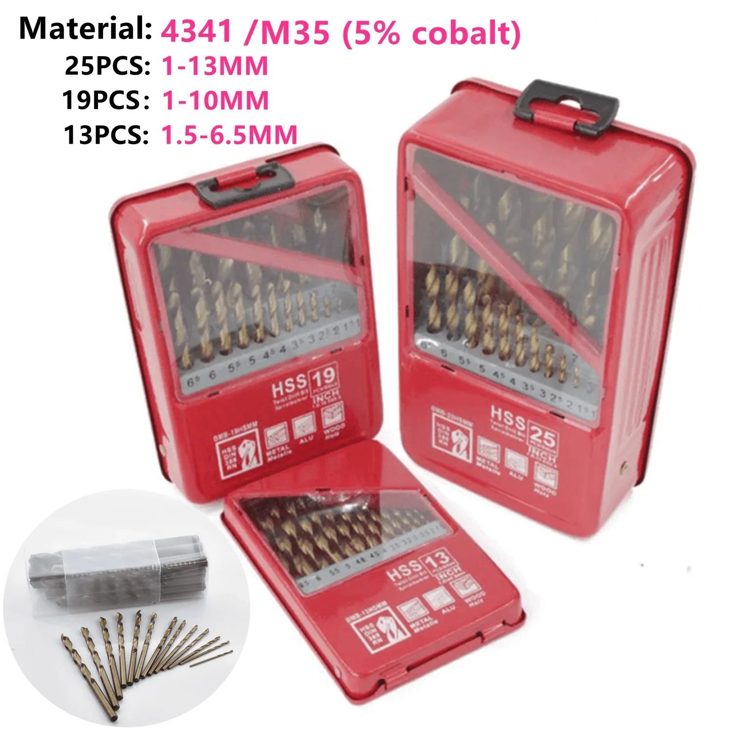 HSS Titanium Coated Drill Bit Set for Metal and Woodworking