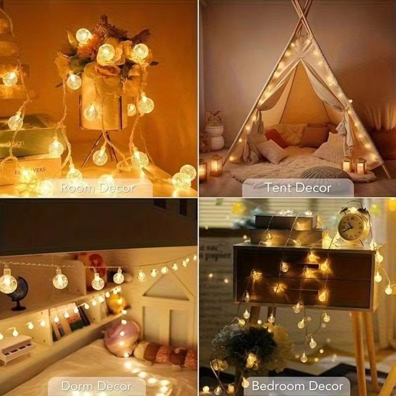 USB/Battery Crystal Globe String Lights – Decorative Outdoor Waterproof Fairy Lighting (10/20/40 LED)