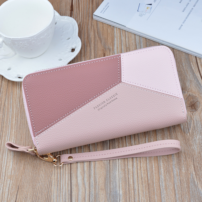 Double Women's Purses, New Women's Wallet, Long Fashion Simple Handbags, Lychee Pattern, Large Capacity