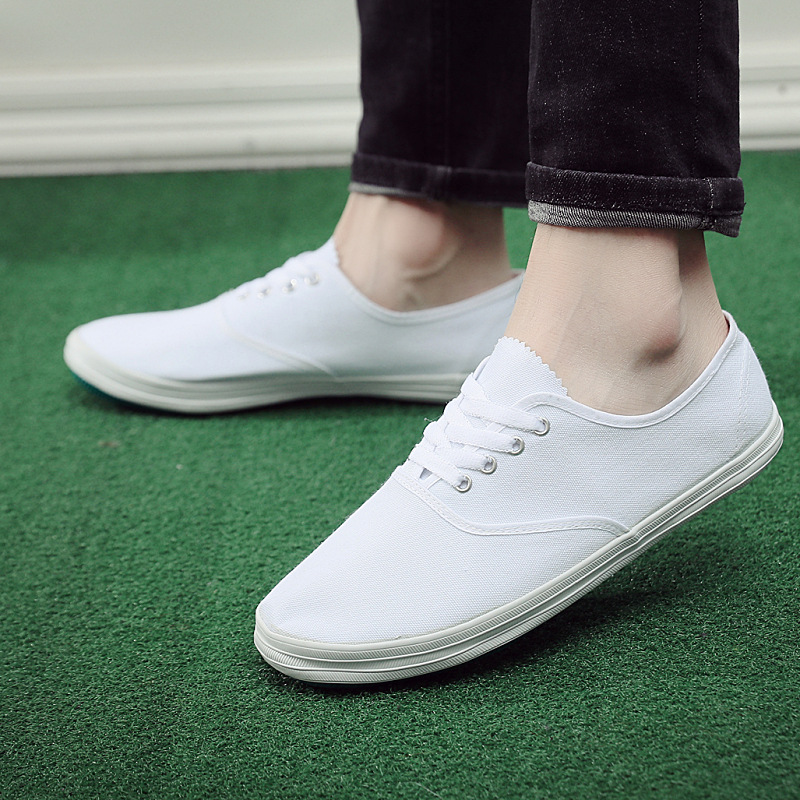 Casual Canvas Slip-On Work Shoes, Spring & Autumn Lightweight White Lazy Designer Labor Insurance Shoes for Men