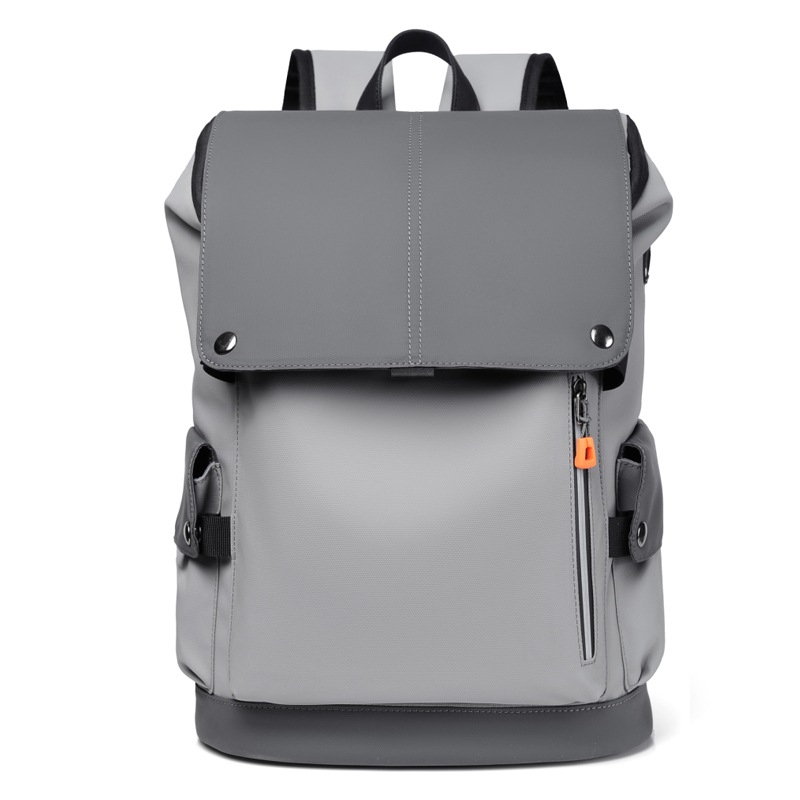 Waterproof PU Leather Mens Laptop Backpack with USB Charging