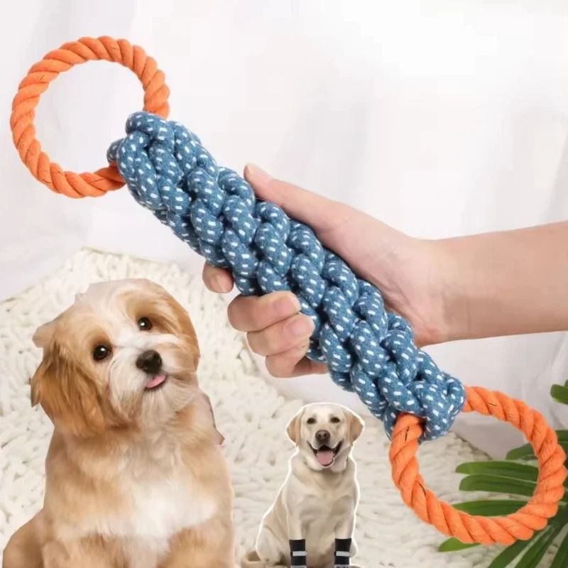 Hand-Woven Multi-Knot Cotton Rope Dog Toy
