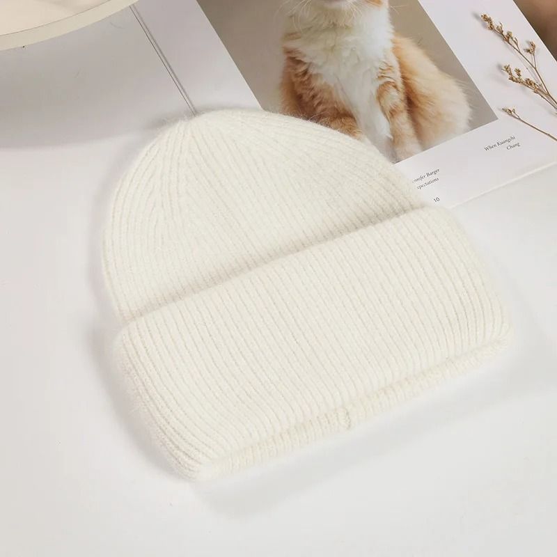 Womens Premium Rabbit Fur Blend Thermal Beanie