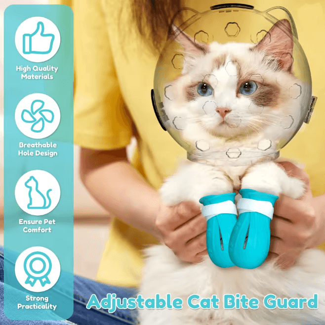 Transparent Cat Grooming Muzzle Anti Bite Protective Hood