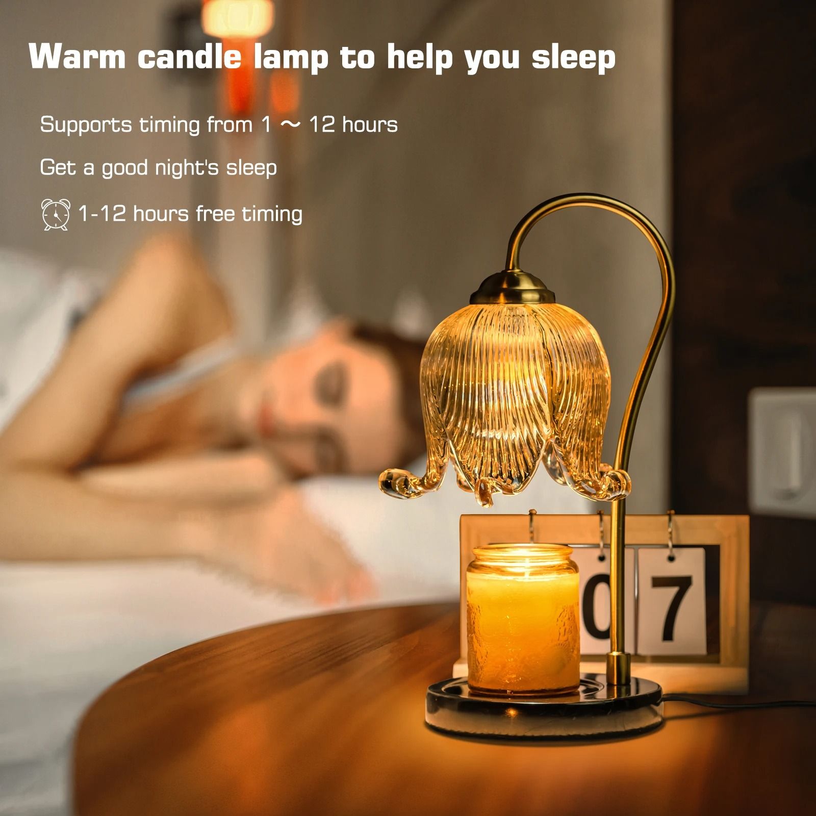 French Retro Tulip Flower Fragrance Table Lamp Bedside Candle Warmer Atmosphere Light