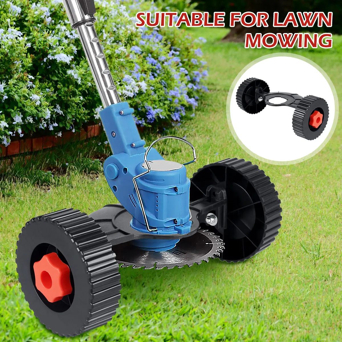 Lawn Trimmer Support Wheel Adjustable Auxiliary Wheel Attachment