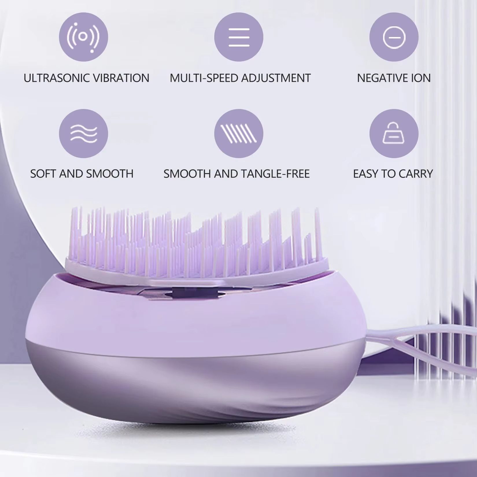 Electric Negative Ion Hair Comb Vibrating Scalp Massage Comb for Smooth, Tangle Free Hair
