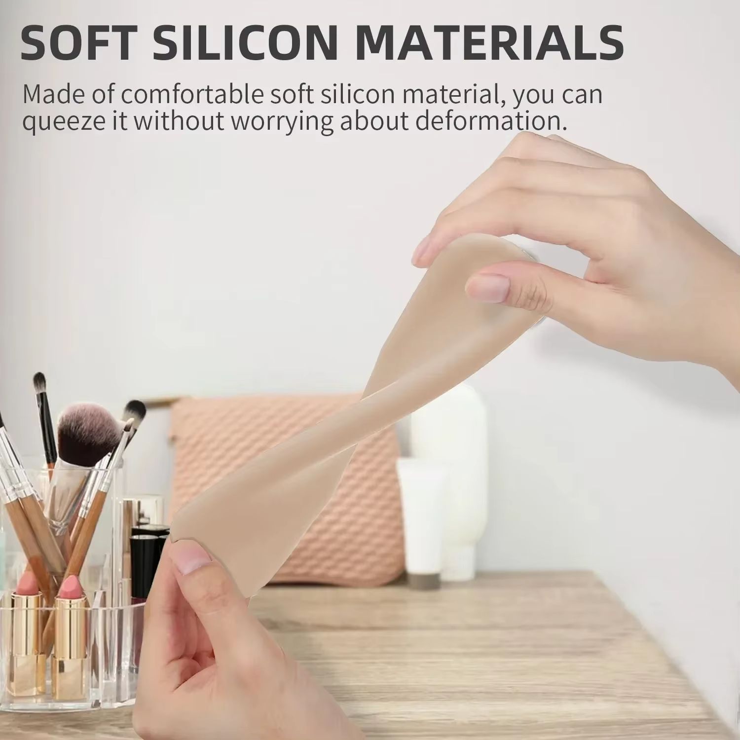 Portable Silicone Makeup Brush Holder – Waterproof Travel Makeup Brush Case with Sponge Storage