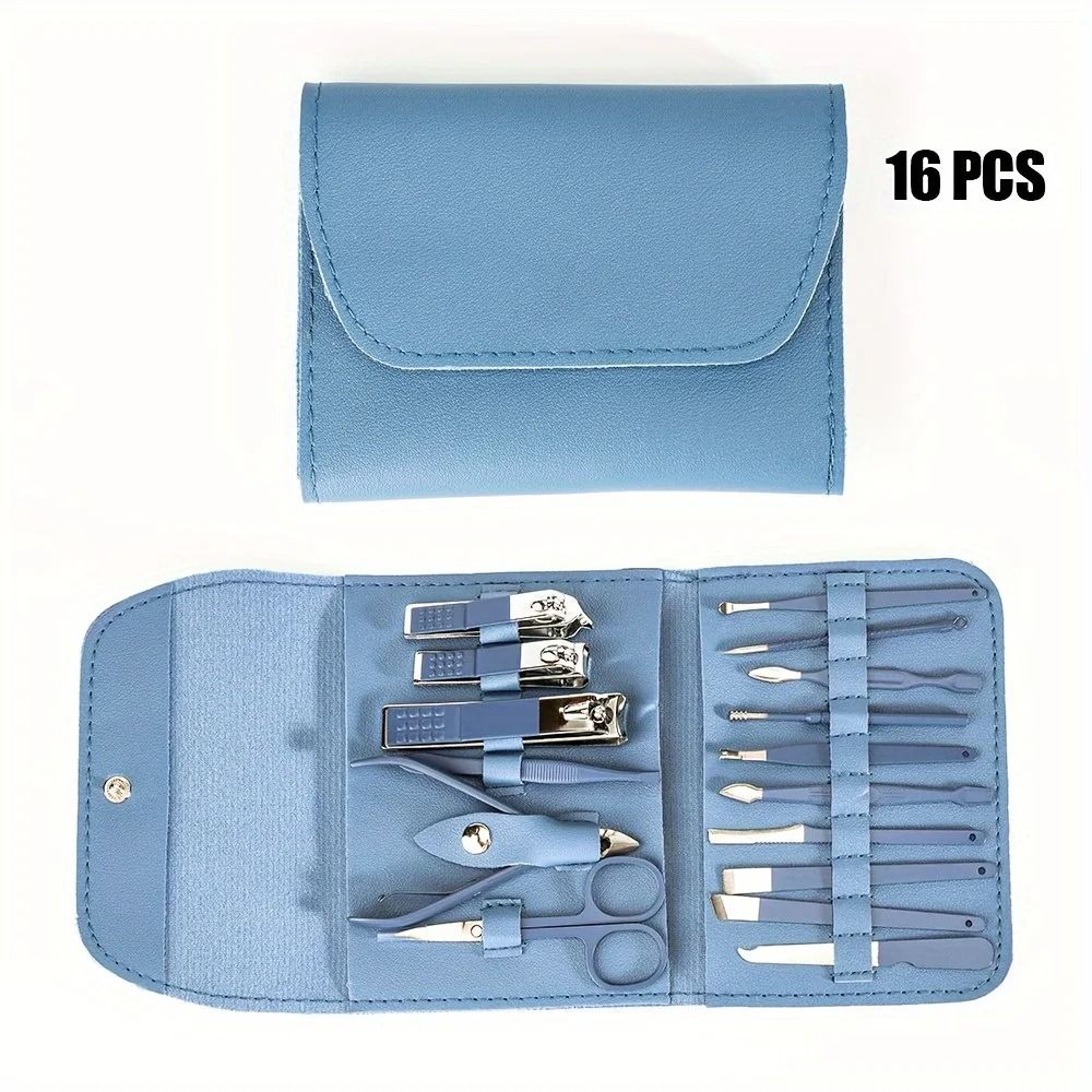 16-Piece Stainless Steel Manicure & Grooming Kit – Precision Nail Clippers & Cuticle Set with Luxury Travel Case