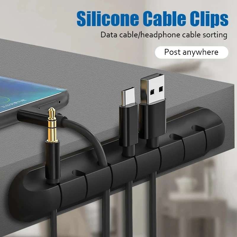 Cable Holder for Mouse, Headphone Wire Organizer, Silicone USB Cable Winder, Desktop Tidy Clips