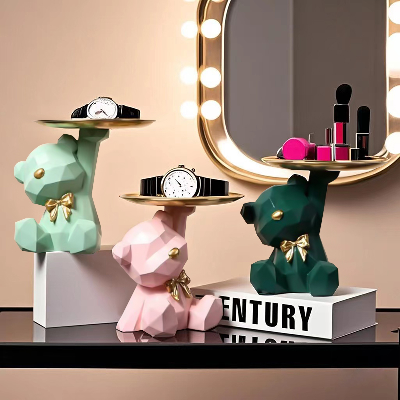 Living Room Desktop Decoration Tray, Kawaii Geometric Butterfly Bear Tray, Candy Miscellaneous Storage Home Decoration