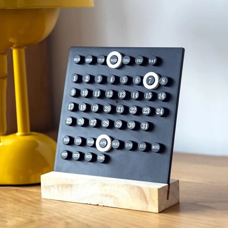DIY Perpetual Desk Calendar Acrylic Blocks Wooden Base