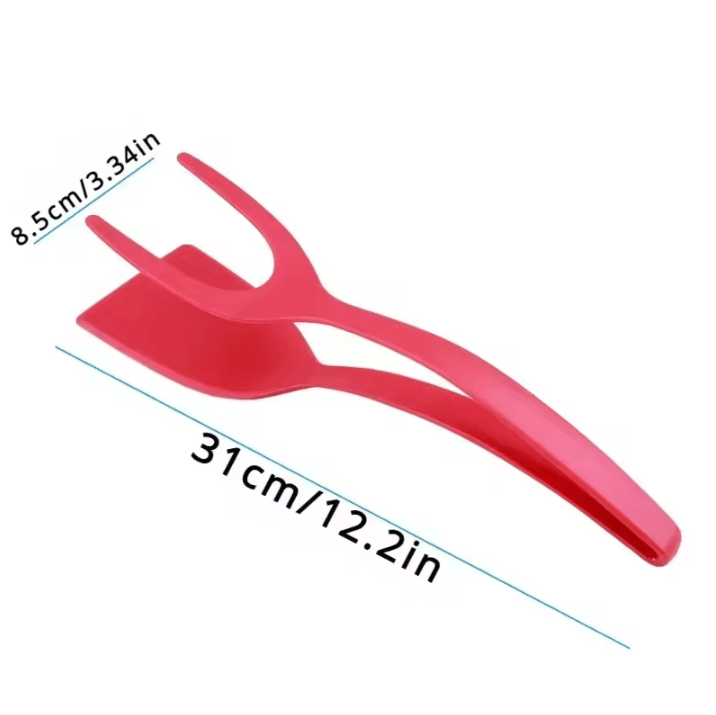 2 in 1 Nylon Grip Flip Tongs with Egg Spatula and Steak Turner Clamp