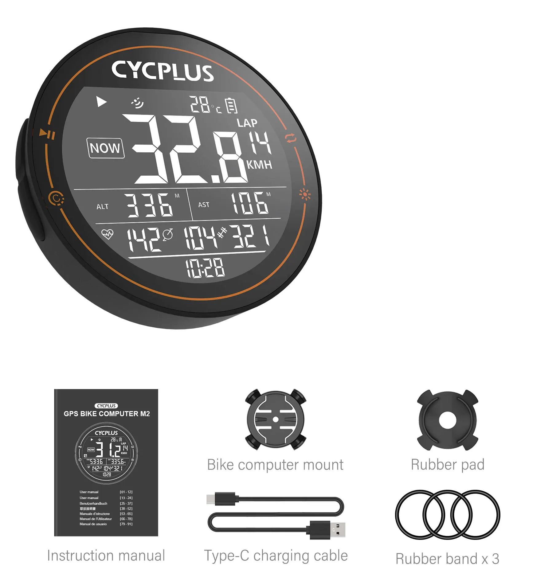 CYCPLUS M2 GPS Bike Computer – Wireless ANT+ Bluetooth Cycling Speedometer