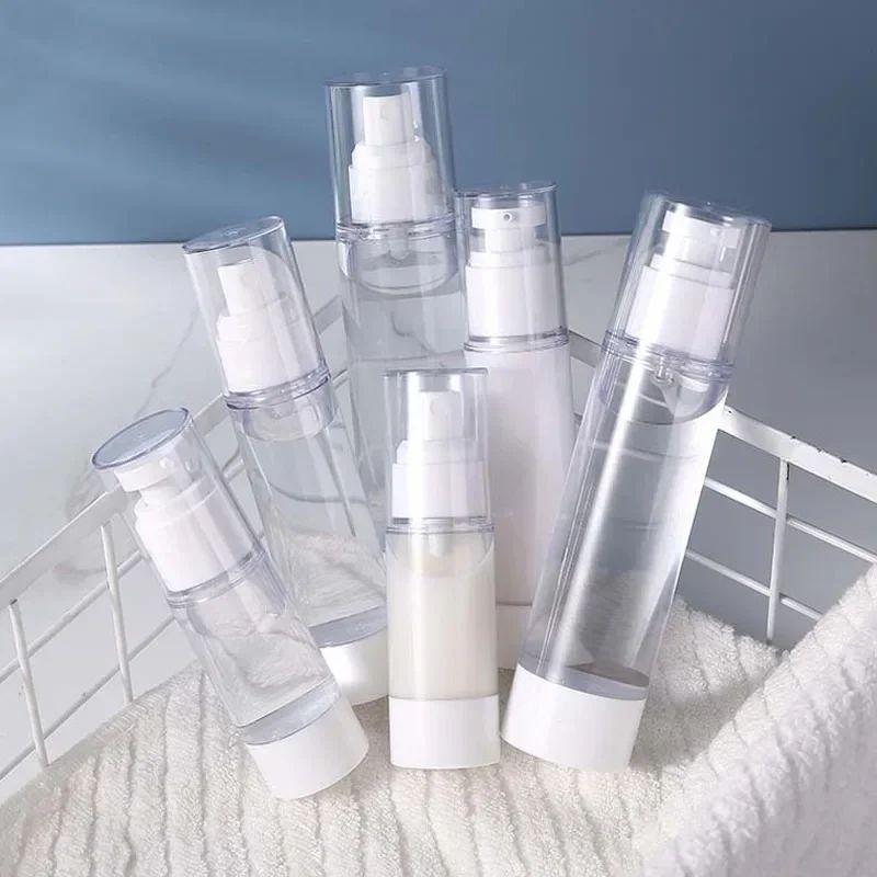 Airless Travel Pump Bottle Set – Refillable Cosmetic Cream & Lotion Dispenser (15ml/30ml/50ml)