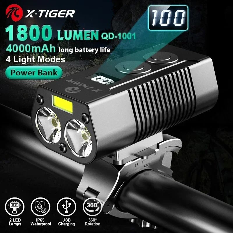 X Tiger Bike Light Headlight Bicycle Lamp with 5200mAh Power Bank